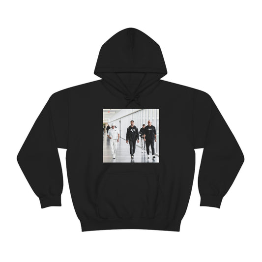 Aaron Rodgers Walking with Saleh and Woody Johnson Shirt  Hooded Sweatshirt