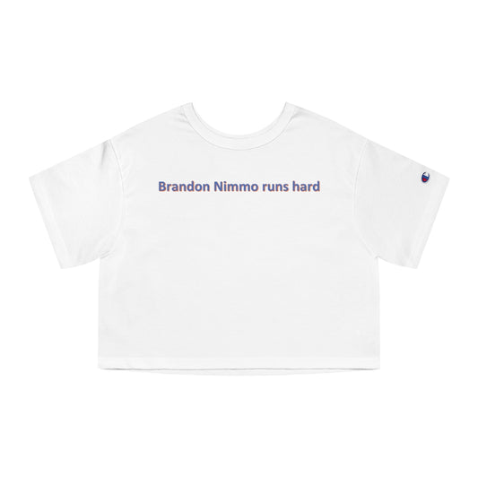 Brandon Nimmo runs hard Women's Heritage Cropped T-Shirt - IsGoodBrand