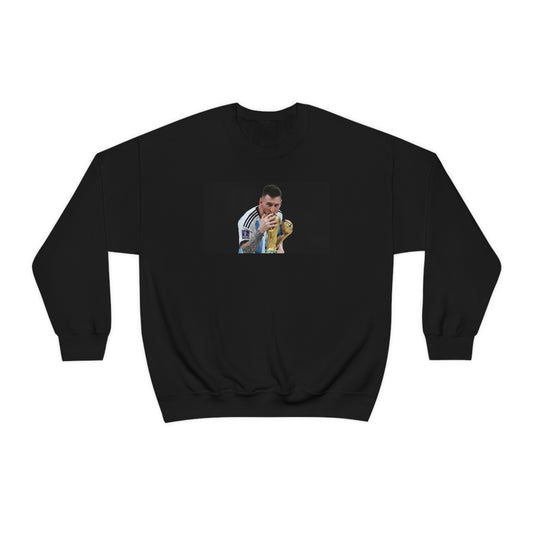 Lionel Messi Kissing World Cup Crewneck Sweatshirt - IsGoodBrand